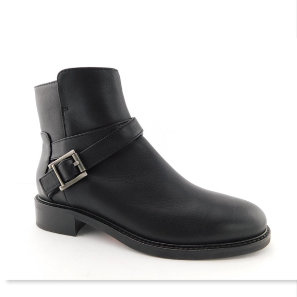 New AQUATALIA Black Leather Buckled Strap Weatherproof Bootie 7.5 - Picture 1 of 8